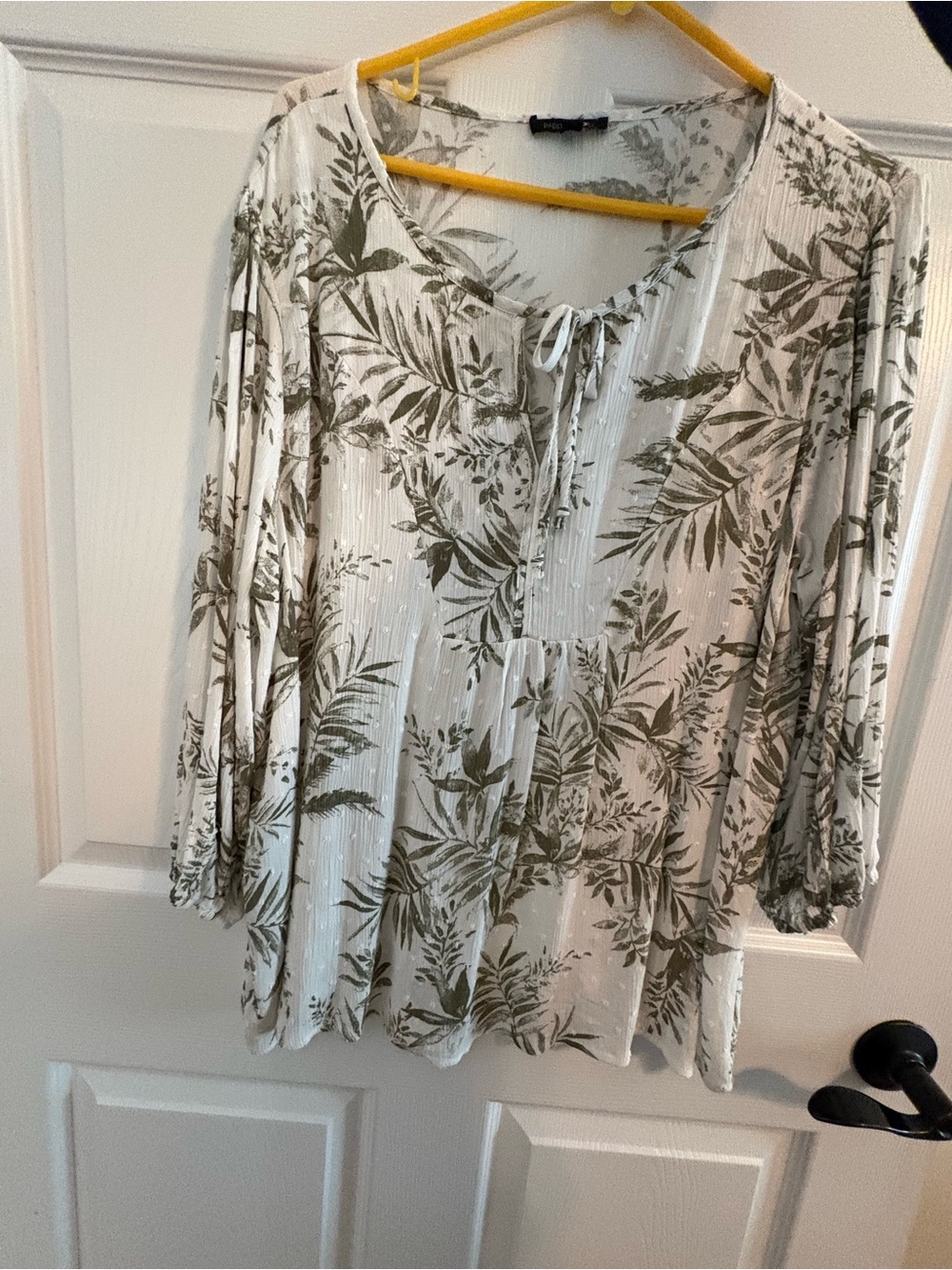 Papermoon White Tunic with Olive Leaf Print